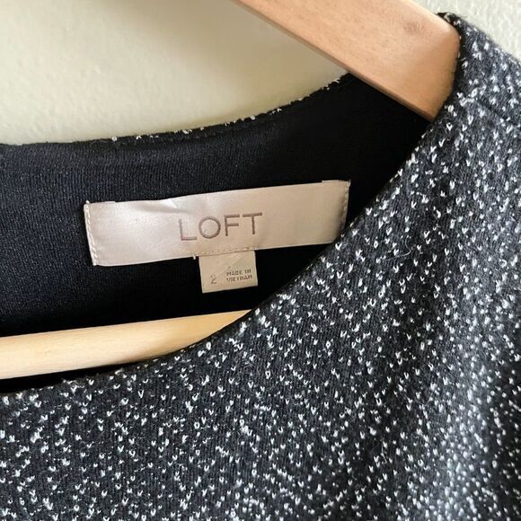 LOFT Ann Taylor Flecked Pocket Flare Dress Tweed Womens Size 2 Short Sleeve Knit - Picture 4 of 7